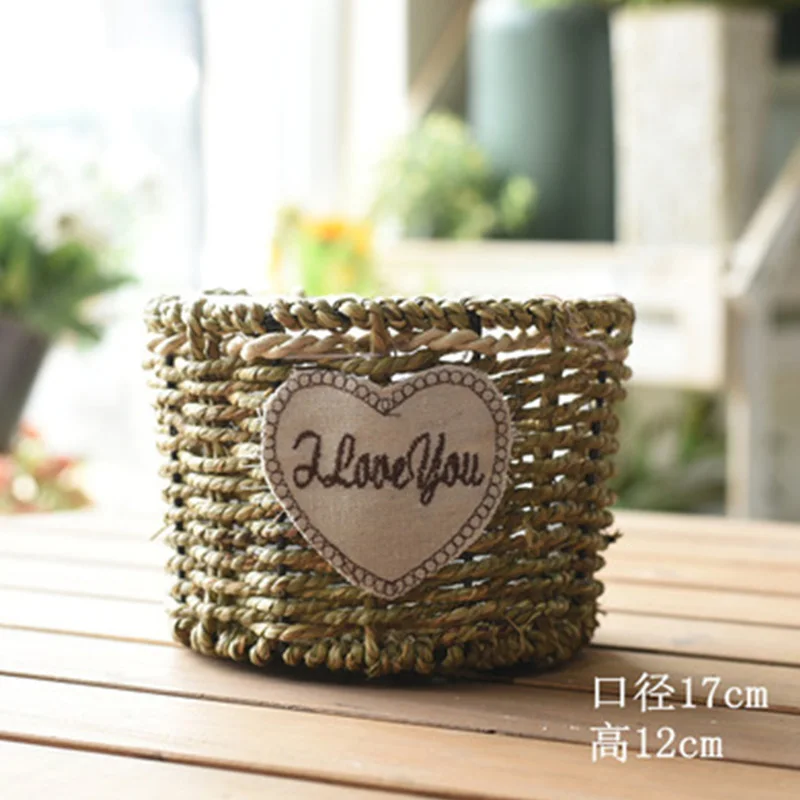

Home Decor Hogar Garden Plantas Artificiales Wedding Decoration Potted Plant Blue Willow Basket Flower Rattan Weaving Idyllic