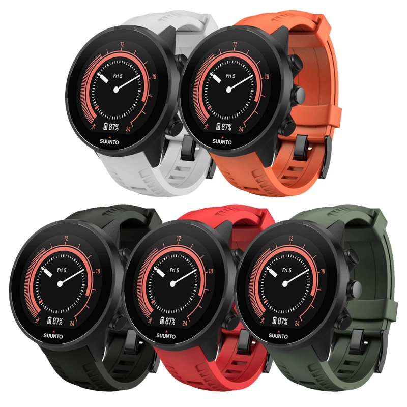 

For SUUNTO 9 Baro 24mm Soft Silicone Strap for Watch, Outdoor Sports Silicone Strap Smart Watch Strap