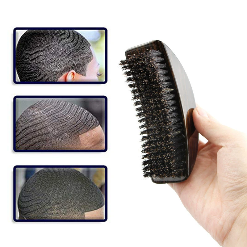 

High Quality Natural Wooden 100% Boar Bristle 360 Wave Curve Hair Beard Brush For Mens