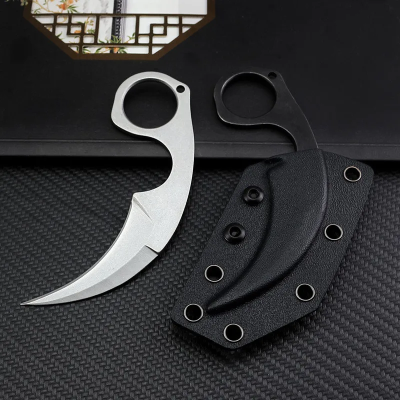 Инструменты HS нож CSGO actical Claw Knife 440C Stone Wash Blade полностью Tang Steel Handle Karambit с оболочкой