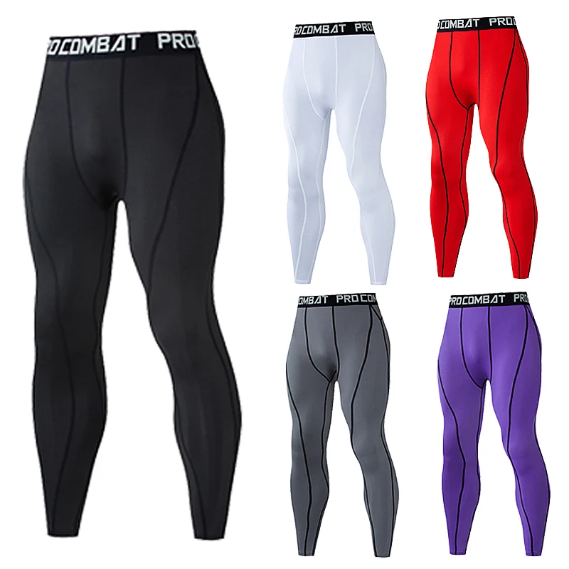 

Мужские Компрессионные спортивные облегающие леггинсы для бега, Мужские штаны для тренажерного зала, фитнеса, бега, быстросохнущие брюки, т...