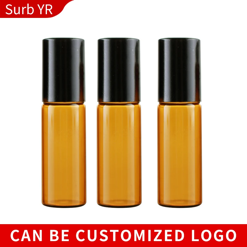 Оптовая продажа 5 мл рулон на портативном Янтарном стекле многоразовый флакон