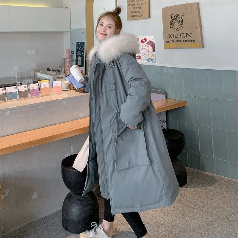 

Winter Long Parka Women Down Cotton Padded Jacket Overcoat 2021 New Oversize Coat Korean Loose Thick Casual Clothing Tide A537