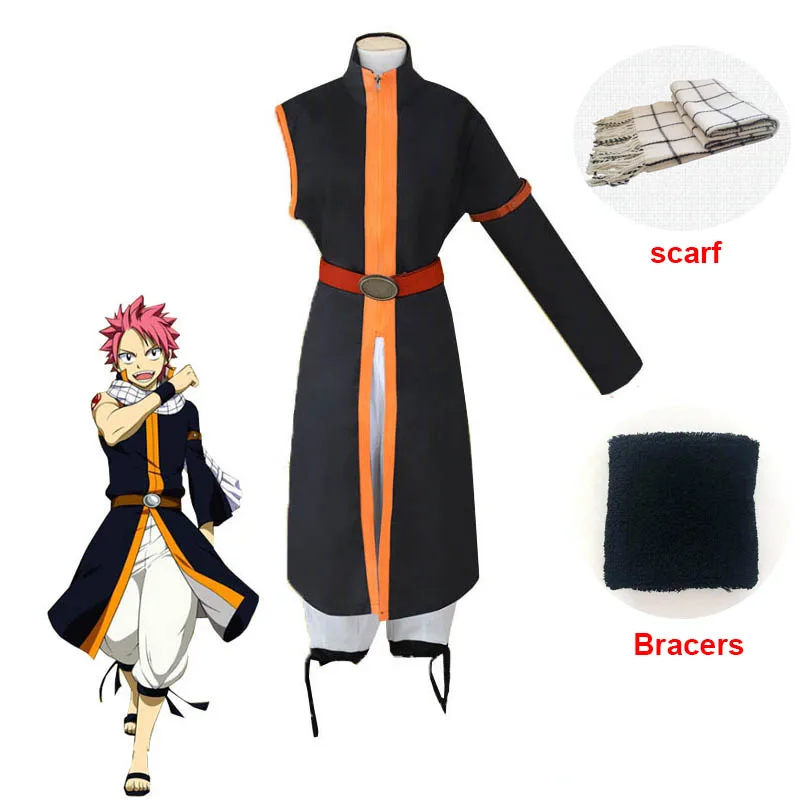Аниме Fairy Tail Косплэй костюм Etherious Нацу Dragneel Костюмы для косплея Хэллоуин шарф