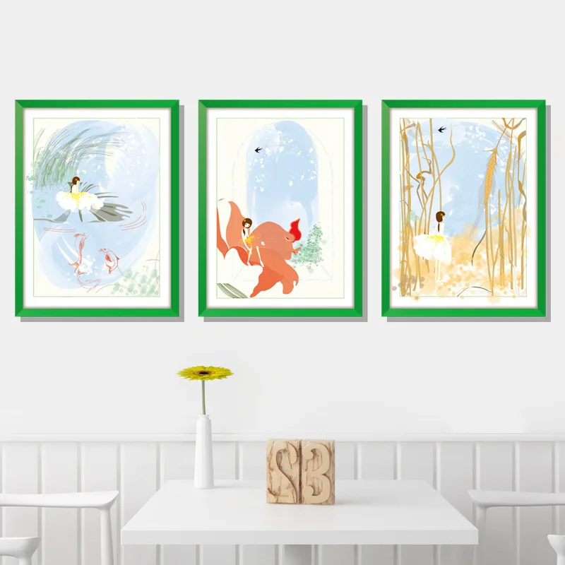 

3D triplicate picture warm girl wall sticker study dormitory background decoration removable