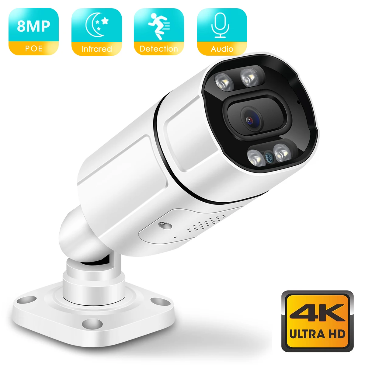 

BESDER 4K 8MP 4MP Ultra HD H.265 POE IP Camera Audio AI Motion Detection Alert Outdoor Video Surveillance Camera IR Night Vision