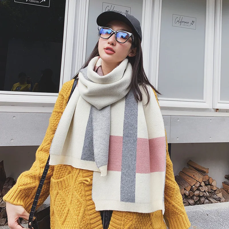 

New style cashmere knitted scarf for women in autumn and winter 2020 Fashionable, thick and warm with a shawl and couple's scarf
