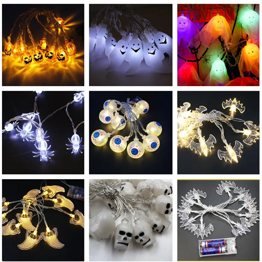 3 м Хэллоуин вечерние Декор светодиодный светильник строка Тыква Человек паук и