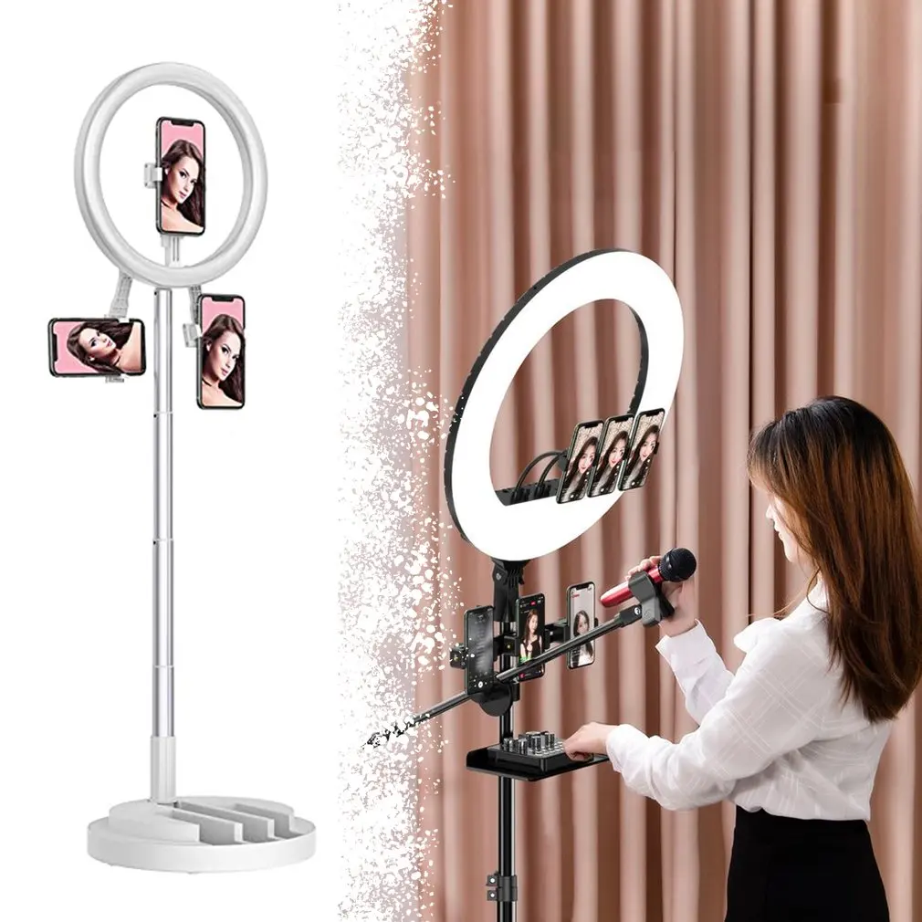 

12 Inches Selfie Ring Light With Stand Remote Ring Lamp Foldable Live Broadcast Bracket Rainbow Led for Computer Live Vlog