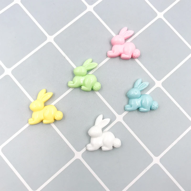 50 шт./лот Каваий каучук Мультяшные животные милый кролик с плоским основанием