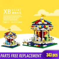 the high tech xingbao 01107 carousel rides building blocks toys merry go round amusement park model serie brick with figure