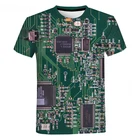 Мужская футболка с электронным чипом, в стиле хип-хоп, с 3D принтом, с электронной материнской платой, летняя, в стиле Харадзюку, с коротким рукавом
