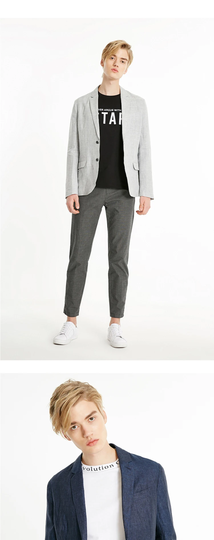 JackJones мужской льняной костюм куртка удобный блейзер мужская одежда 219108505