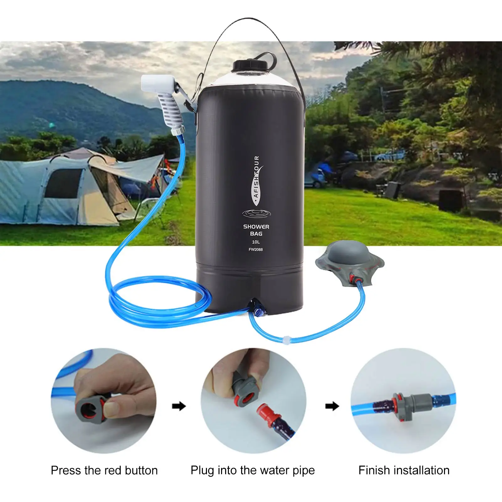 

Colorful 10L Solar Water Storage Bags Portable Heating Shower Bags Foldable Outdoor Camping Heating Shower Bathing Bag