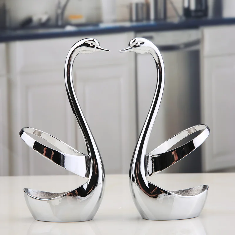 

Creative Fork Spoon Tray Stainless Steel Cygnus Storage Tray Home Furnishing Gift 1pc Kitchen Organizers Dropshipping