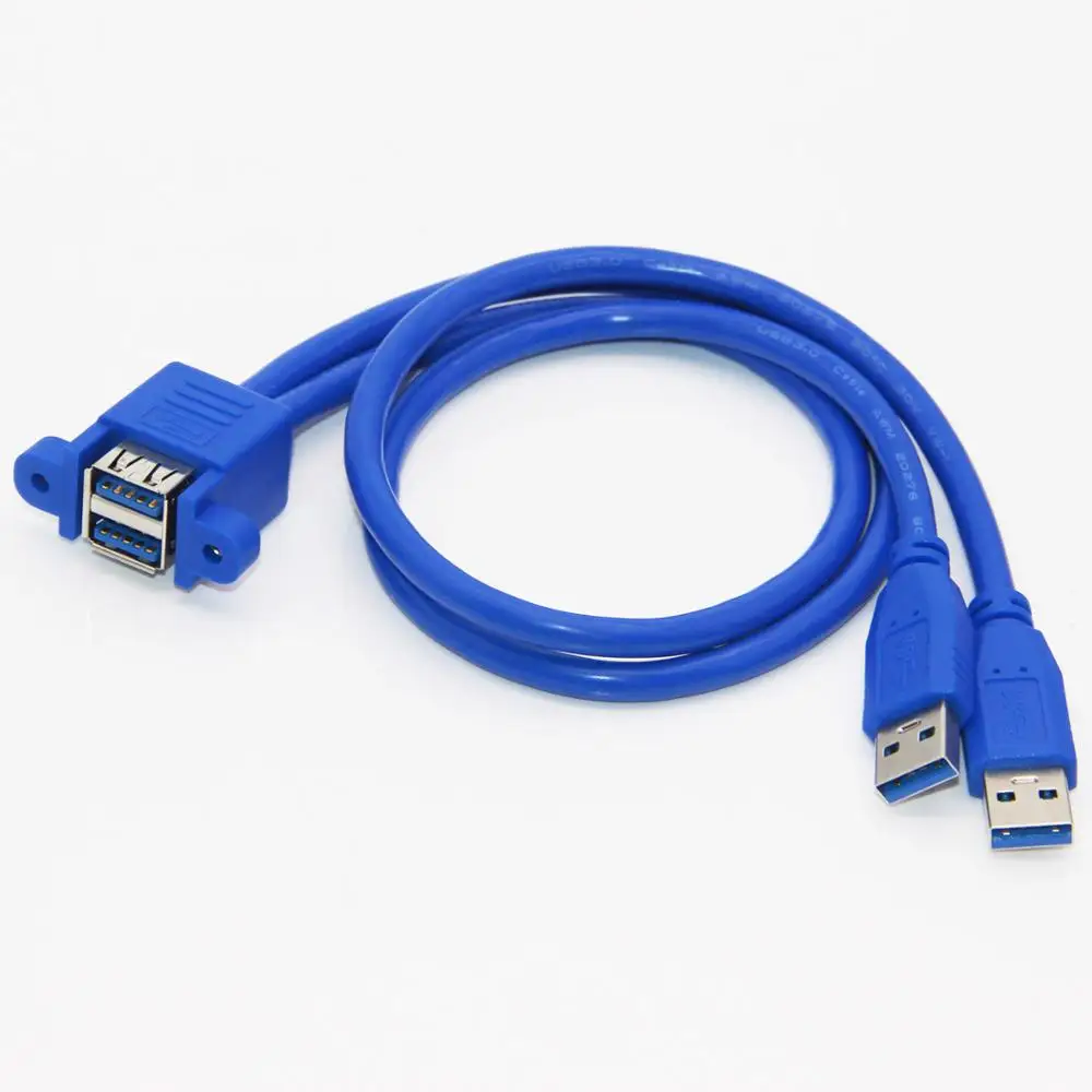 Bochara USB 3,0 удлинитель двойной USB3.0 штекер к двойной USB3.0 Женский с винтовой панелью крепление 50 см