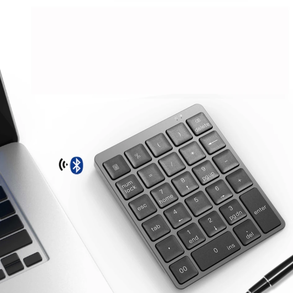 Aulidtech цифровая клавиатура Bluetooth Беспроводной Алюминиевый мини 28 ключи с usb хаб