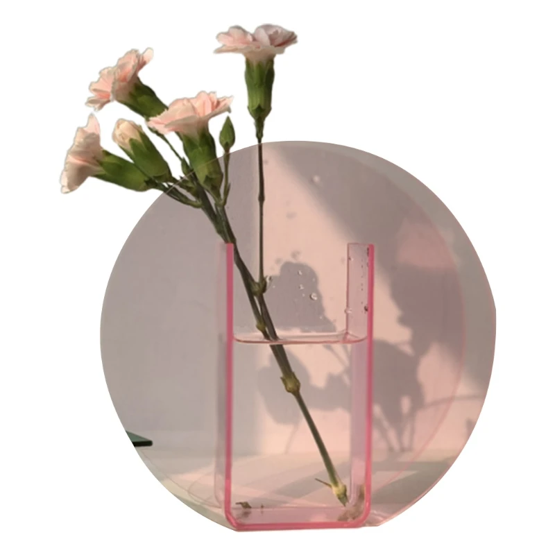 

Colorful Acrylic Vase Transparent Flower Arrangement Ornaments Fashion Art Tabletop Decoration Plants Box Home Office
