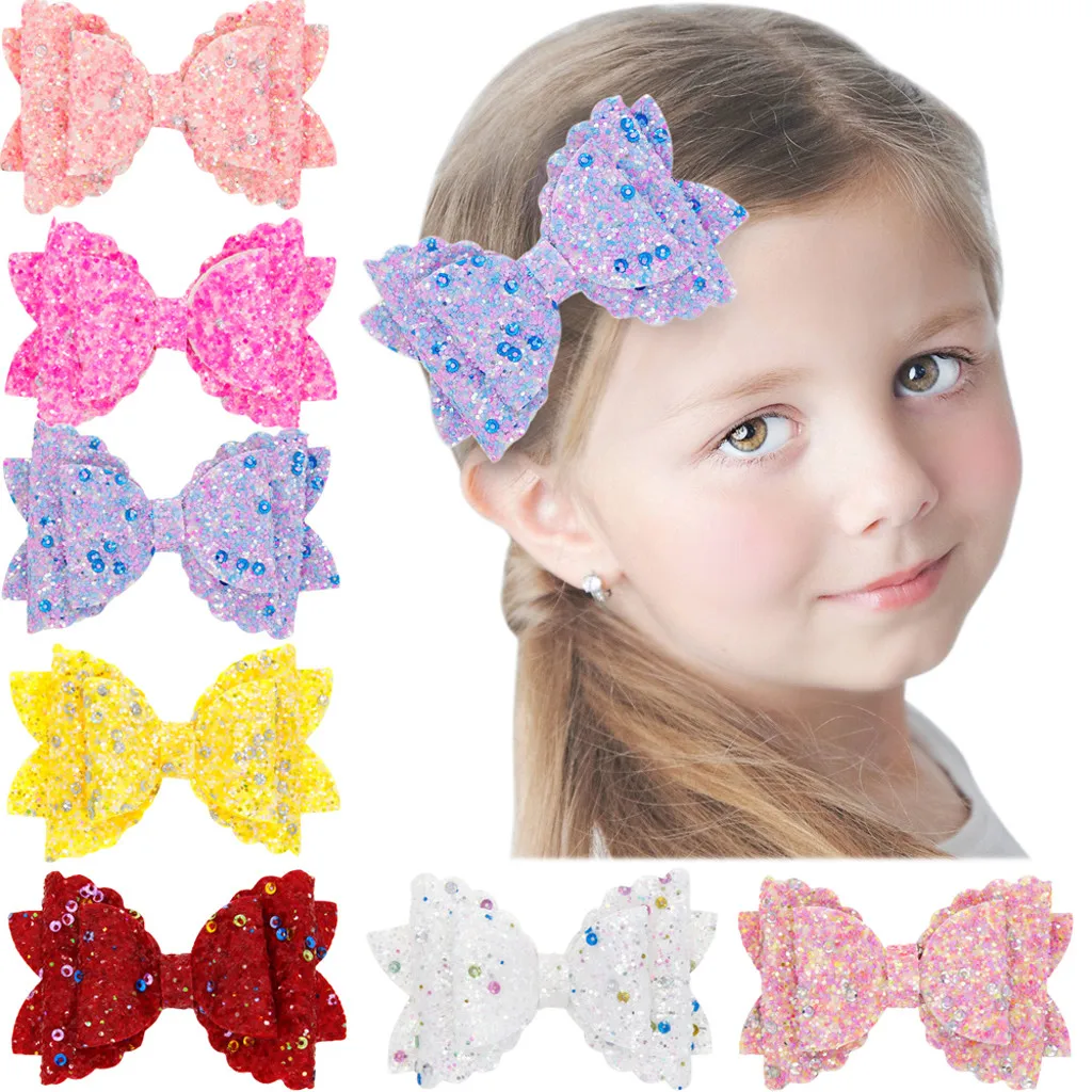 

Toddler Baby Girls Headwear Sequin Bow Hairclip Hairpin Barrettes Kids Bow Hairclips Clip Infant Hair Ornament Accessories 2021