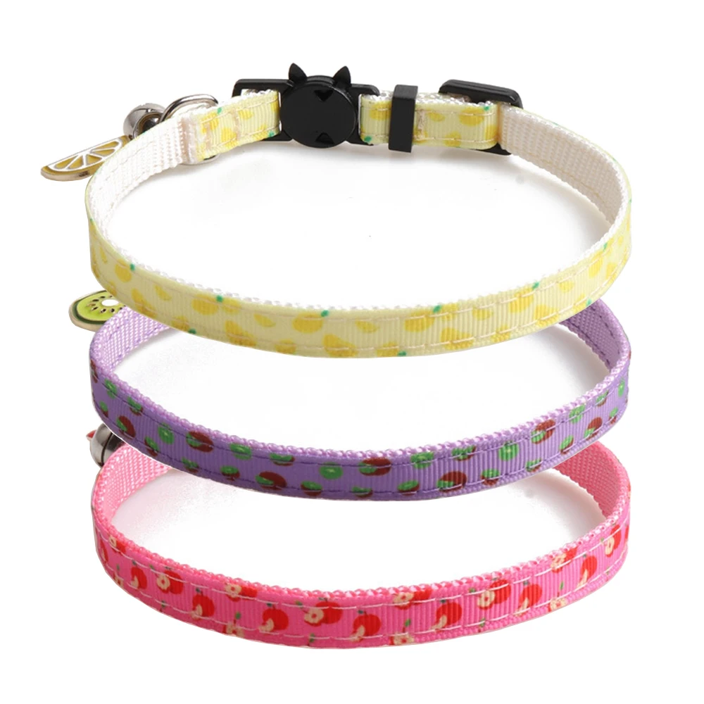 

Cat Collar Breakaway with Bell and Cute Pendant Fruit Patterns Adjustable Safety Kitten Collars for Kitty Pets Small Dogs