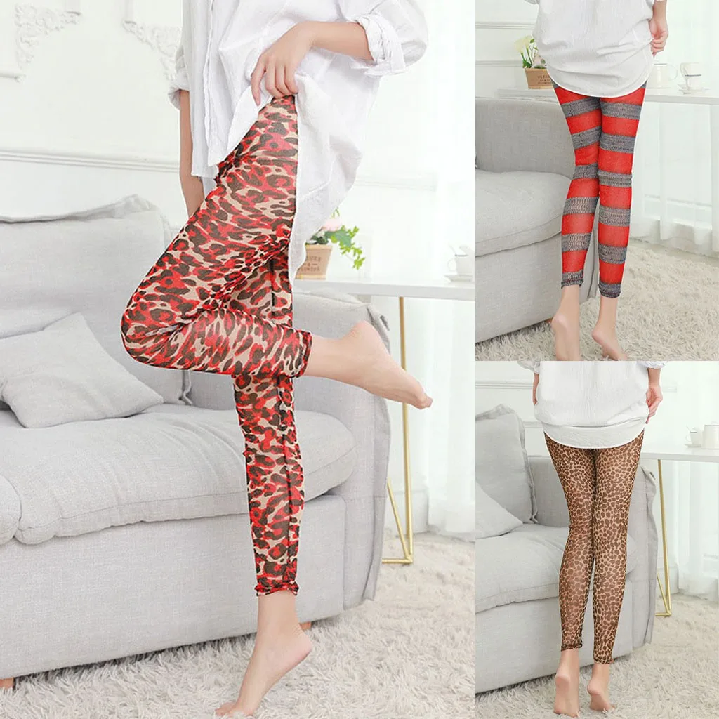 Женские леггинсы с леопардовым принтом тонкие эластичные обтягивающие узкие