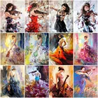 Алмазная картина HUACAN, 5d, скрипка, вышивка крестиком, квадратная, круглая Алмазная вышивка, портрет набор со стразами, домашний декор