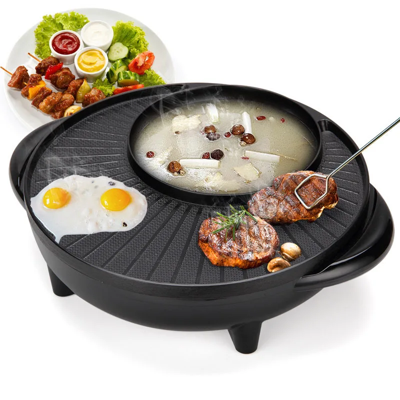 electric baking pan hot pot non stick temperature controlled aluminum alloy for kitchen camping frying pan гриль эл