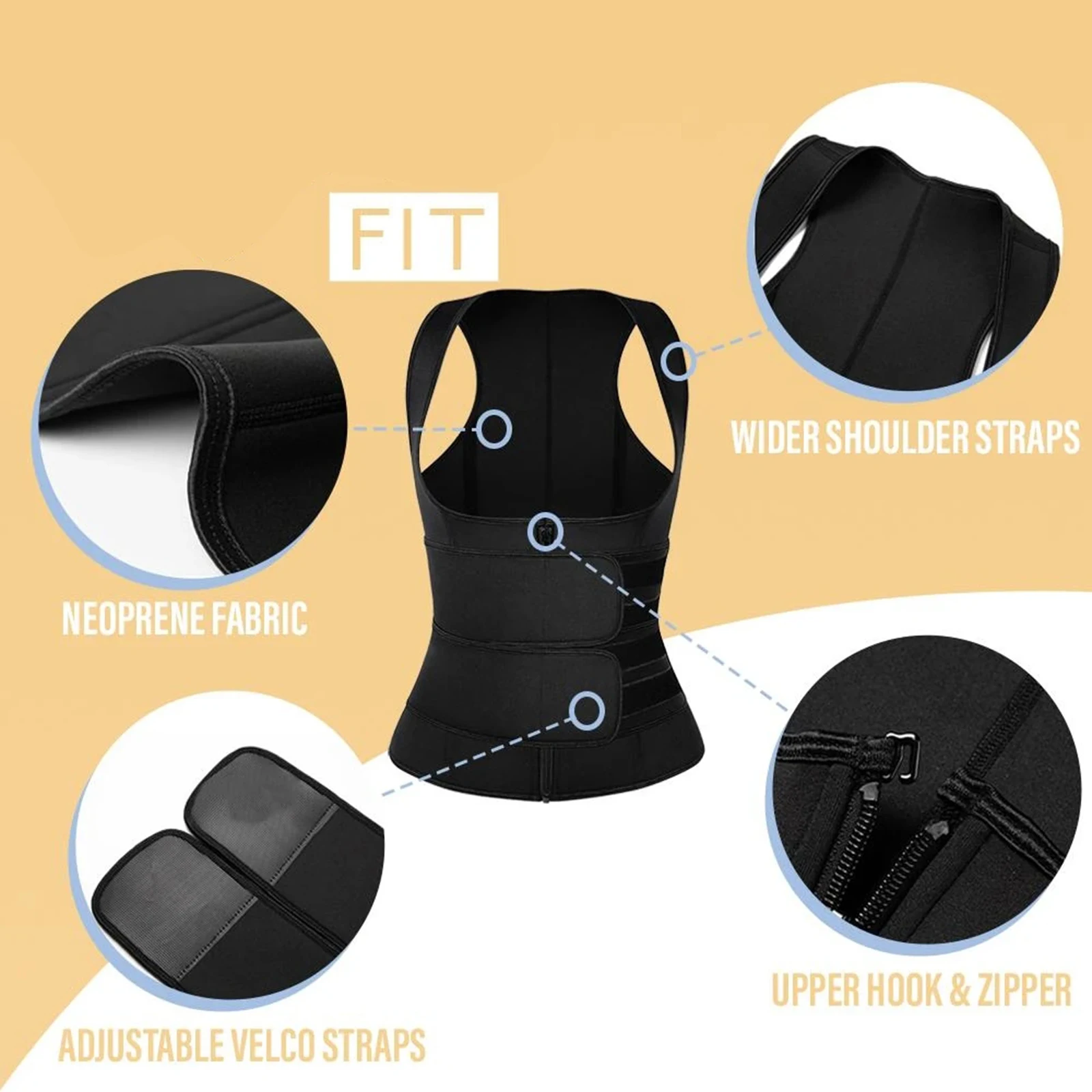 

2-in-1 Bust Lifter & Waist Shaper Adjustable Hook-and-loop Zipper Closure Women Shapewear B2Cshop