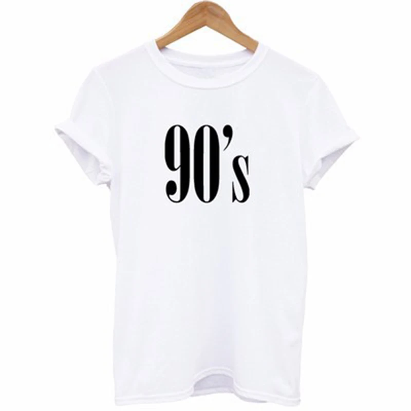 Fashion Summer Top Letter Printed Casual Cotton T-shirt Short Sleeve O-Neck Tshirt 90&quots T Shirt Female Tee | Женская одежда