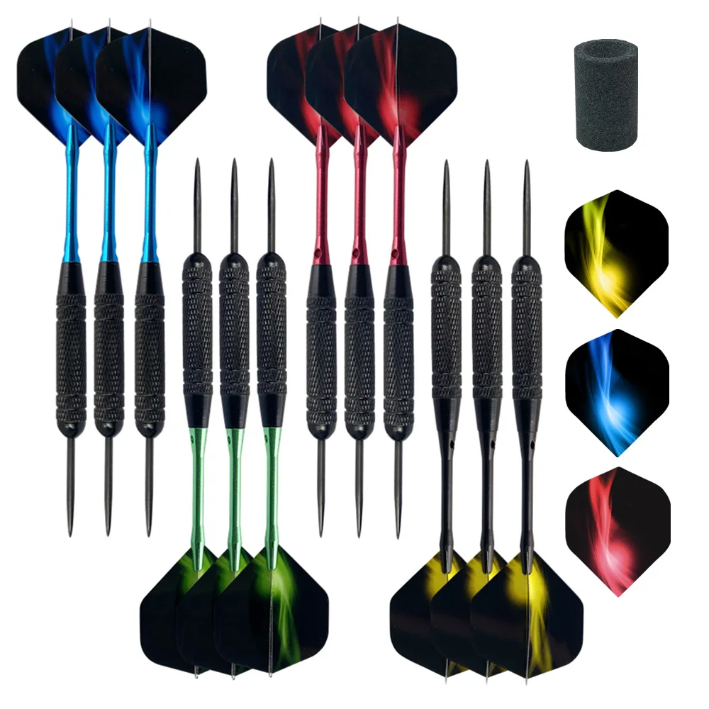 

12 sets of professional steel tip darts tungsten steel needle arrow 24 grams hard game competition level needle darts