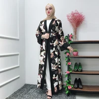 summer european and american muslim personality print dress middle east dubai saudi long sleeved conservative robe jacket