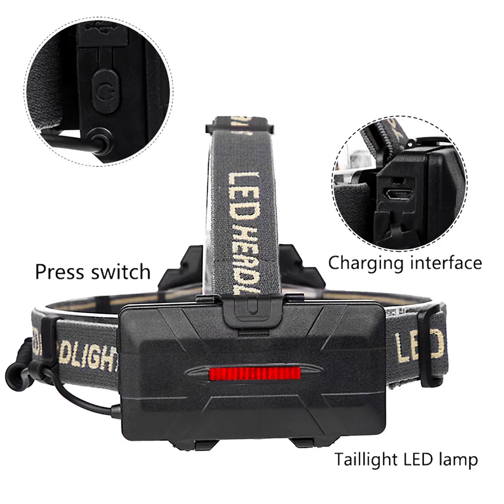 

Ultra Bright 90000 Lumens 2*T6 + 5*XPE + 1*COB LED Headlights USB Rechargeable Waterproof Hunting Hiking Fishing Zoom Head Lamp