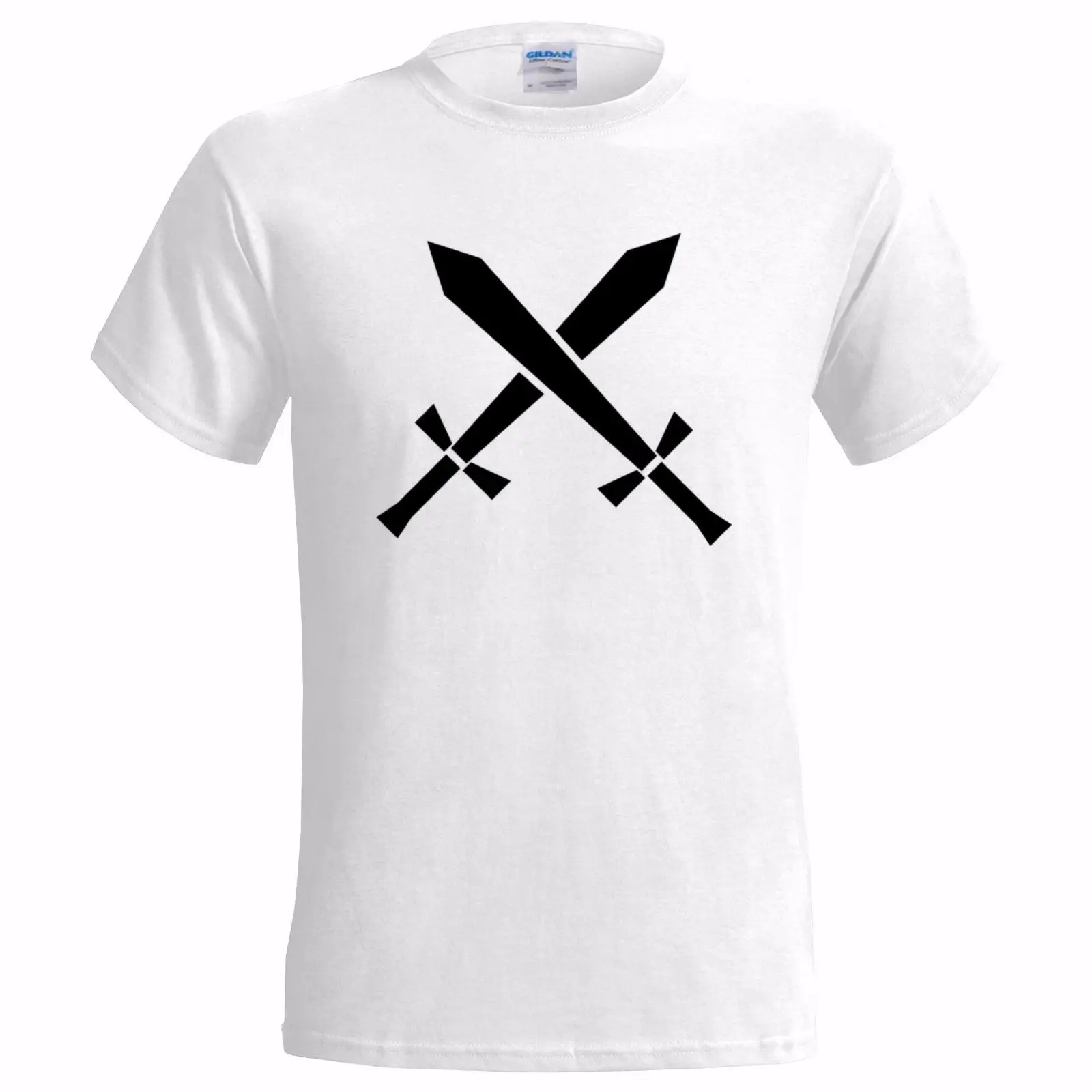 Мужская футболка с перекрещивающимися мечами кланов игра меч битвы оружие