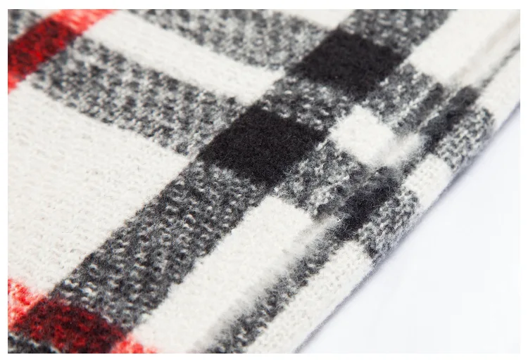 

2020 new scarf European and American style autumn and winter bristle polyester black and white plaid bib women shawl fringed
