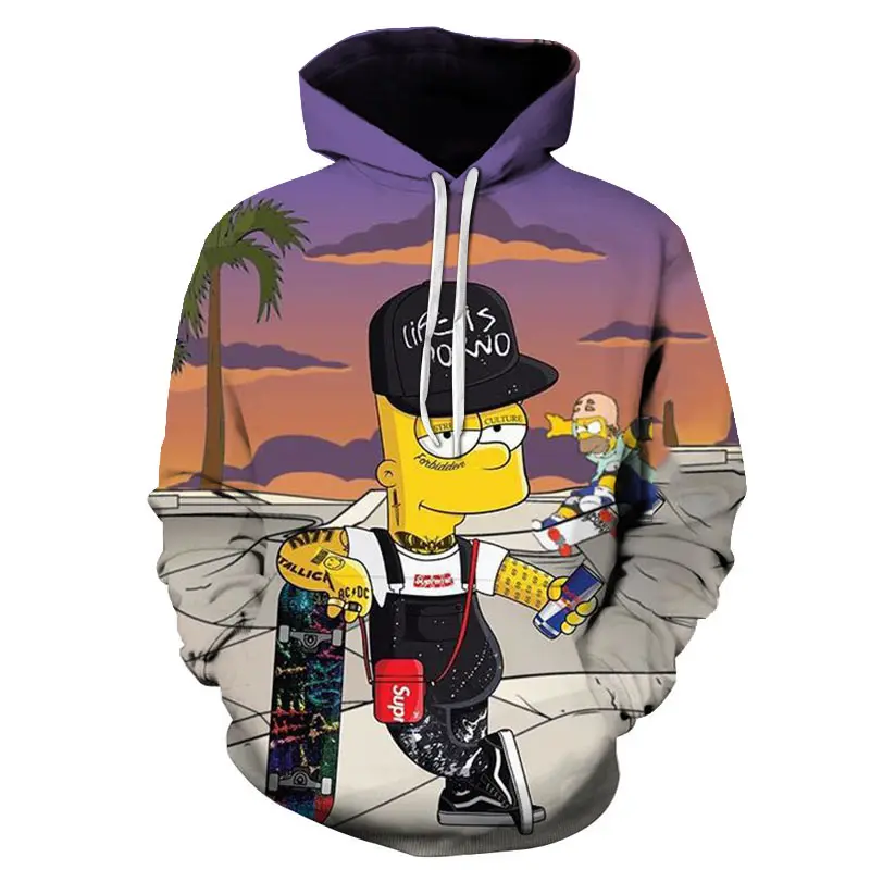 

2021autumn And Winter New Men's Pullover 3d Cartoon Anime Simpson Harajuku Hoodie Hot Selling Tops