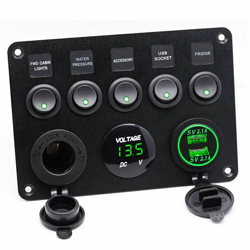 Зарядное устройство с двумя USB разъемами для автомобиля лодки светодиодный