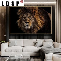 ldsp modern style king lion with imperial crown picture animal canvas painting wall art living room decoration posters prints