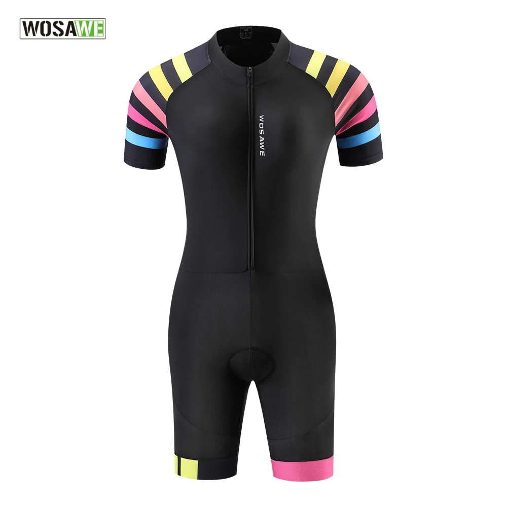 

Женская велосипедная одежда WOSAWE, комплекты для езды на горном и шоссейном велосипеде с коротким рукавом, женский спортивный комбинезон для триатлона