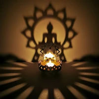 candlestick buddha butter lamp maitreya buddha sitting buddha lotus metal hollow carved light and shadow art candlestick