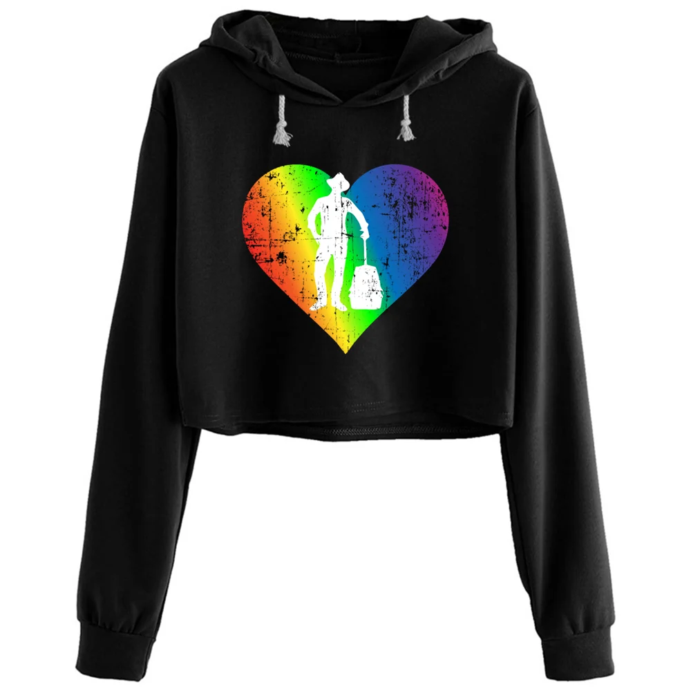 

Putujuci Pride Rainbow Heart Crop Hoodies Women Y2k Kawaii Goth Grunge Pullover For Girls