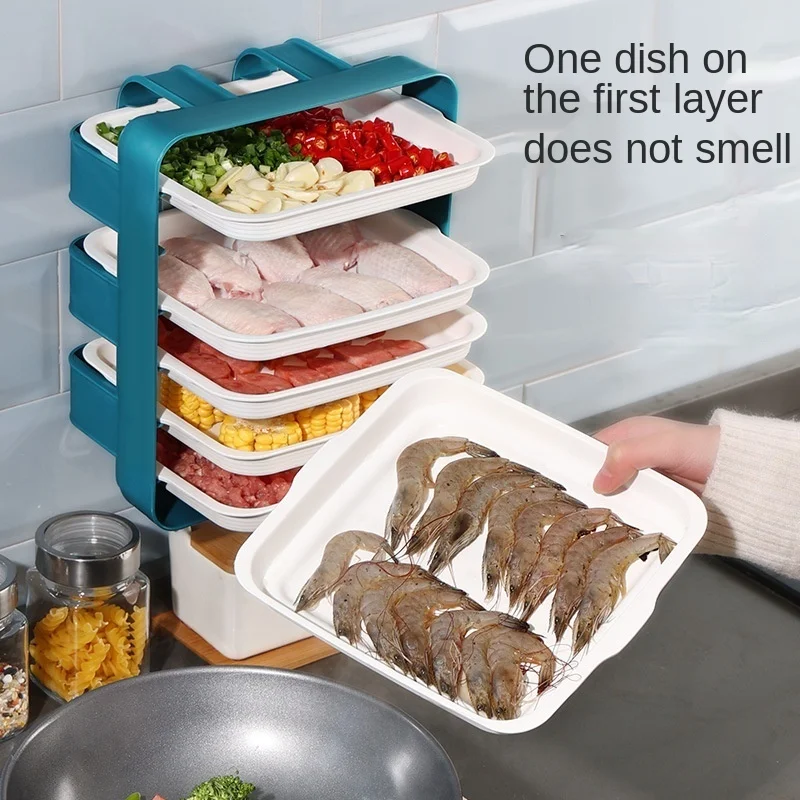

Creativity of Kitchen Wall Mounted Side Dish Tray, No Hole, Household Food Preparation Storage Shelf, Layered Food Storage