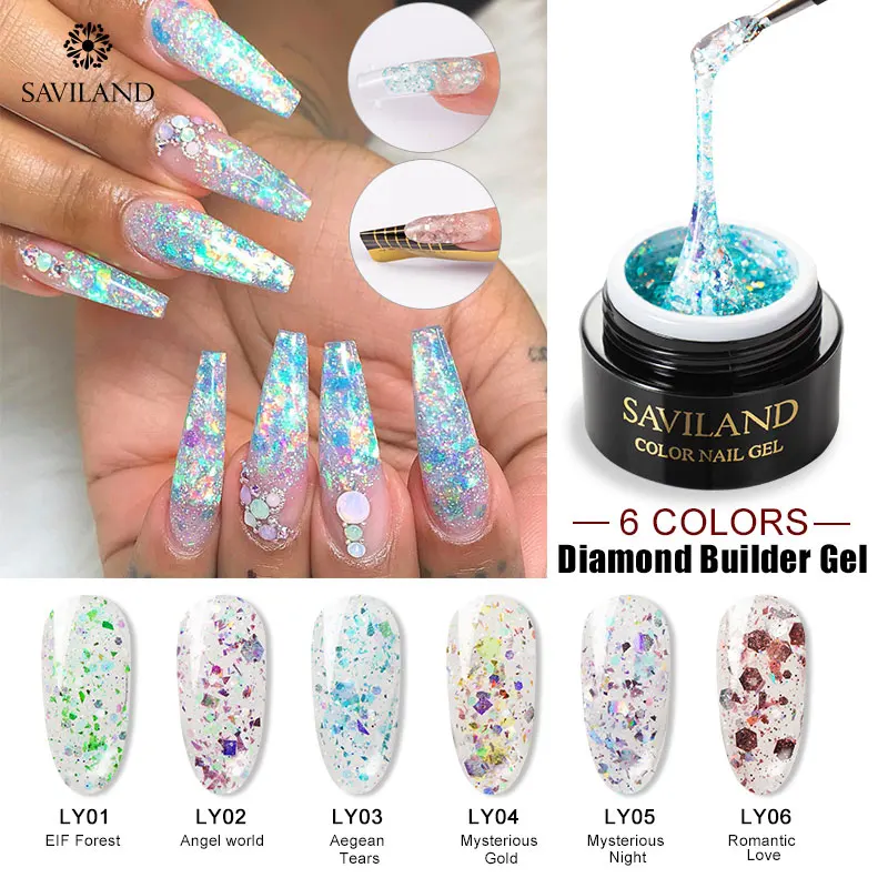 SAVILAND супер блестящий гель конструктор отмачиваемый алмаз УФ Гель лак для ногтей
