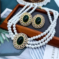 glass pearl choker collor necklace rhinestone green red opal accessories for women