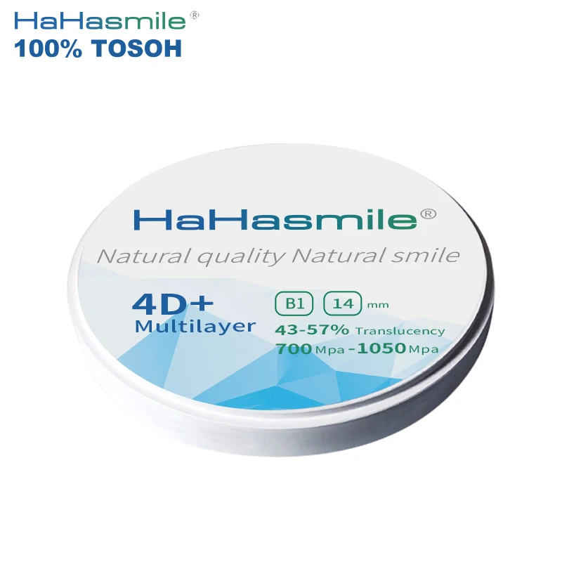 HaHasmile 4D+ B1 100% Tosoh Multilayer Zirconia Block 98mm System Cad Cam Milling Material Dental Restoration Ceramics Material