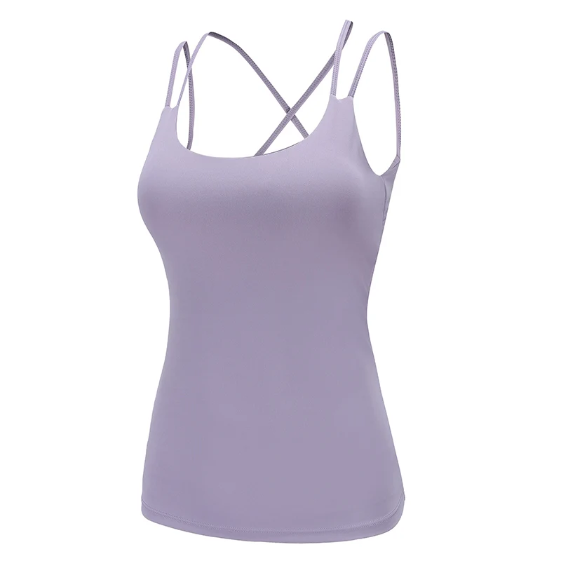 Colorvalue Back Cross Slim Fit спортивный жилет Топ для женщин дышащий мягкий тренировочный тренажерный зал без рукавов рубашки со съемными подушечками