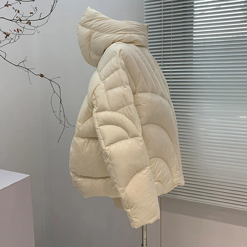 Fitaylor зимний теплый светильник с капюшоном короткая куртка перьями Женская на