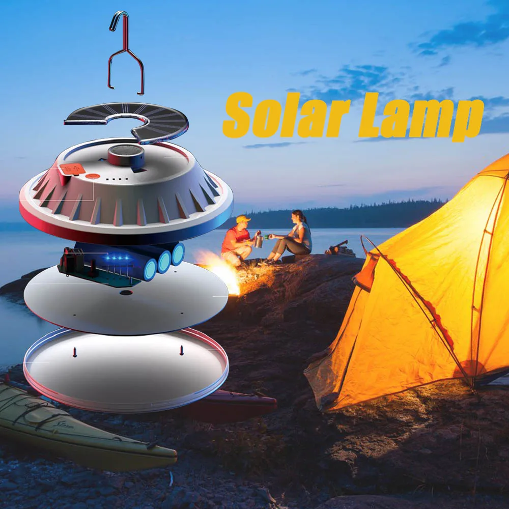 

15600mah Portable High Power Rechargeable LED Solar Flashlight Camping Lantern Fishing Light Outdoor Work Repair Lighting LEDs