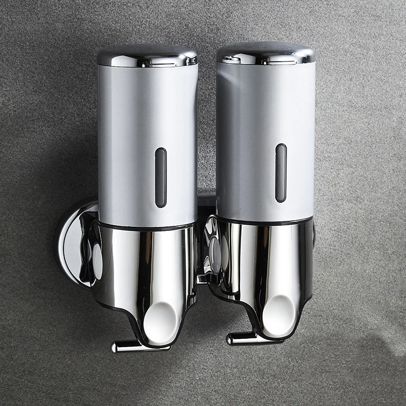 Silver 1000ml Luxury 1500ml SoapDispenser Wall Mount 3 Heads ABS Electroplated Shampoo Dispenser Punch Selection for Bathroom Accessories - Цвет: Silver 1000ml