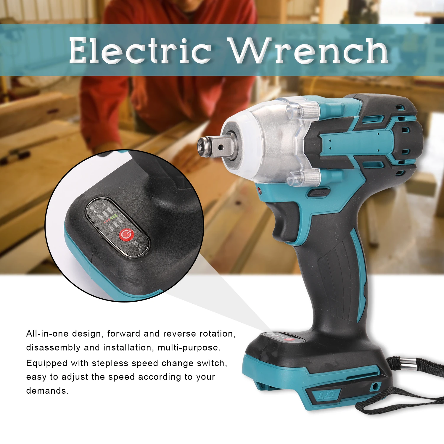

Portable Handheld Professional Cordless Electric Impact Wrench Screw Driver Brushless Motor High Torque 18V Electric Wrench