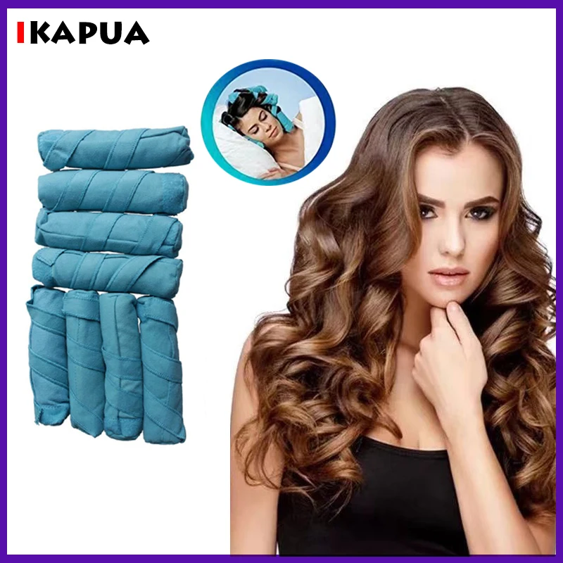 Hair Rollers Sleep Styler Kit Long Cotton Curlers DIY Styling Tools Blue Color Magic Dressing Charming Dry&amp Wet | Красота и